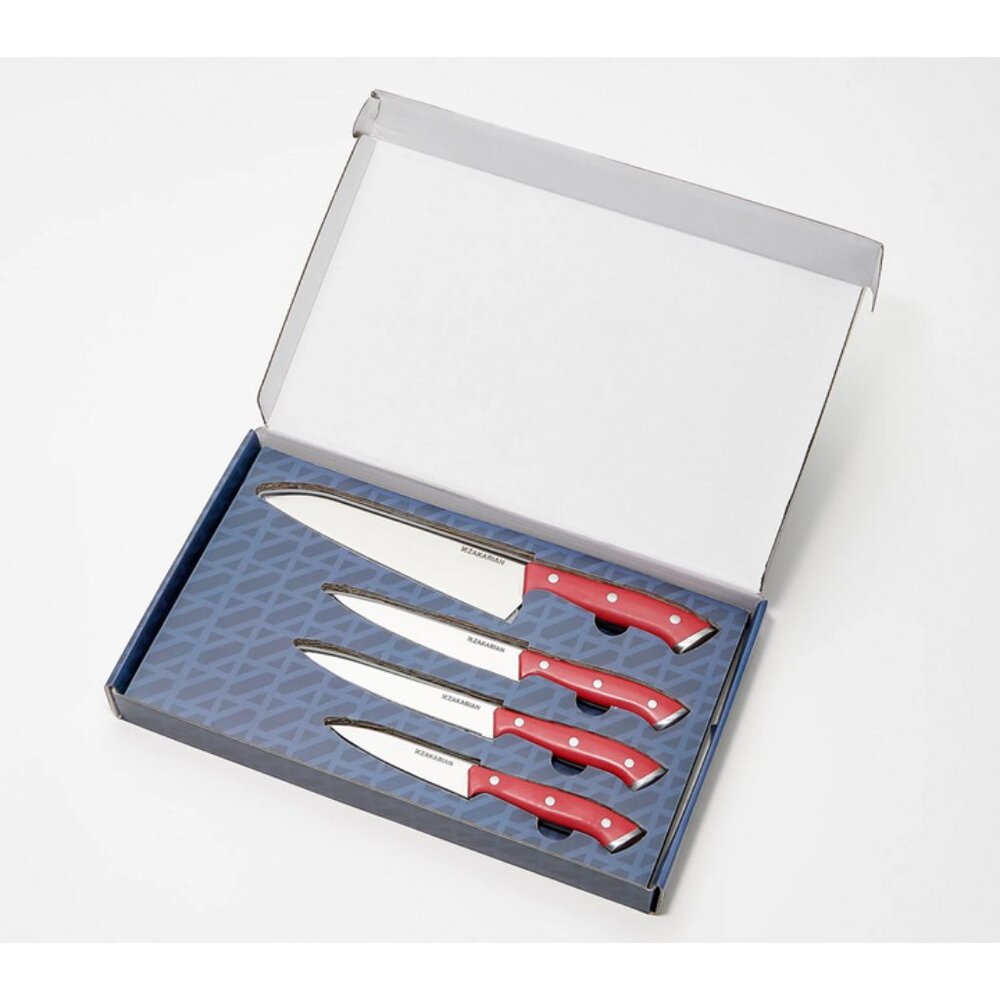 Zakarian by Dash 4-Piece Full Tang Cutlery Knife Gift Set in Cranberry Red